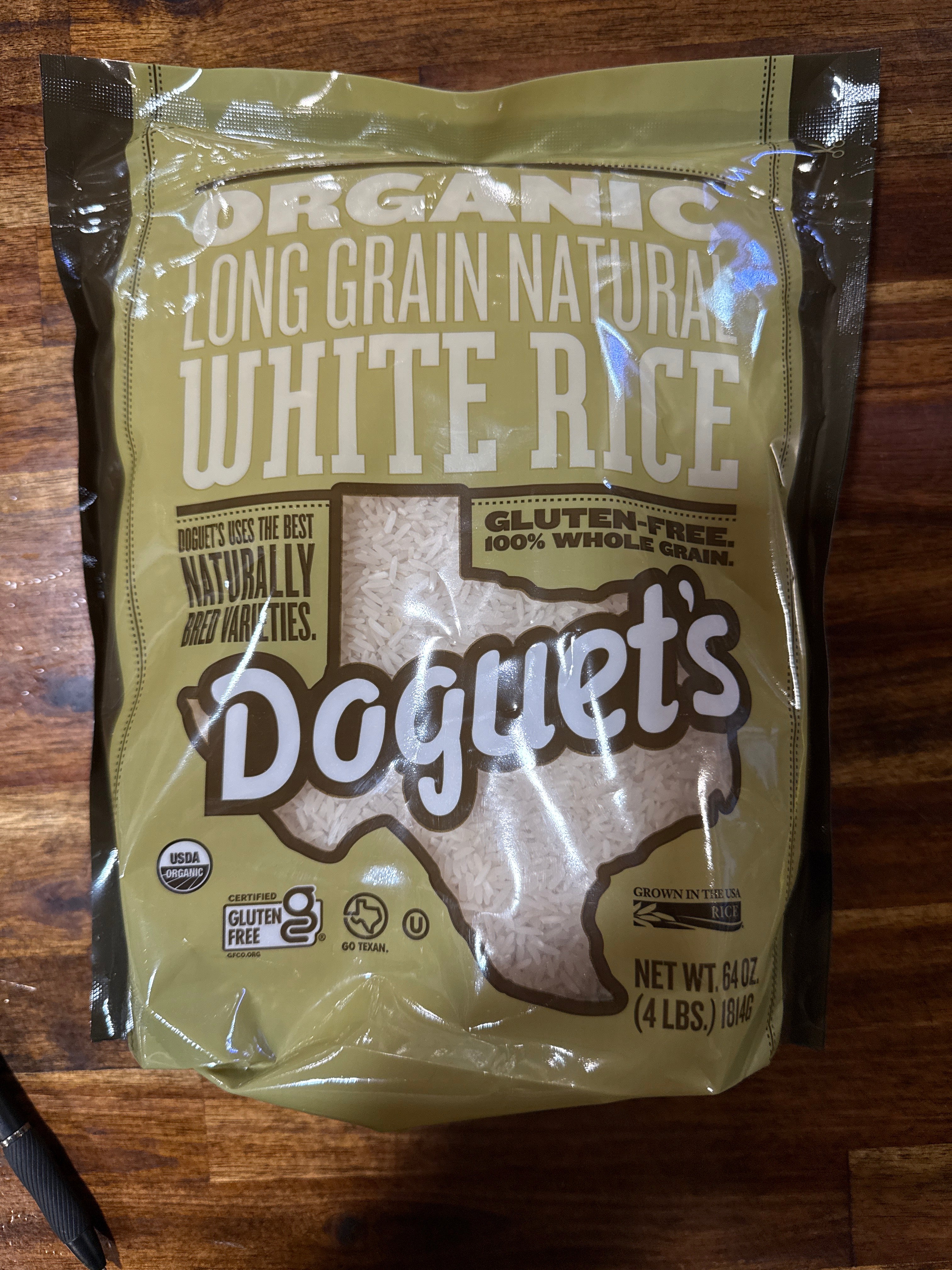doguets, Long grain white rice.