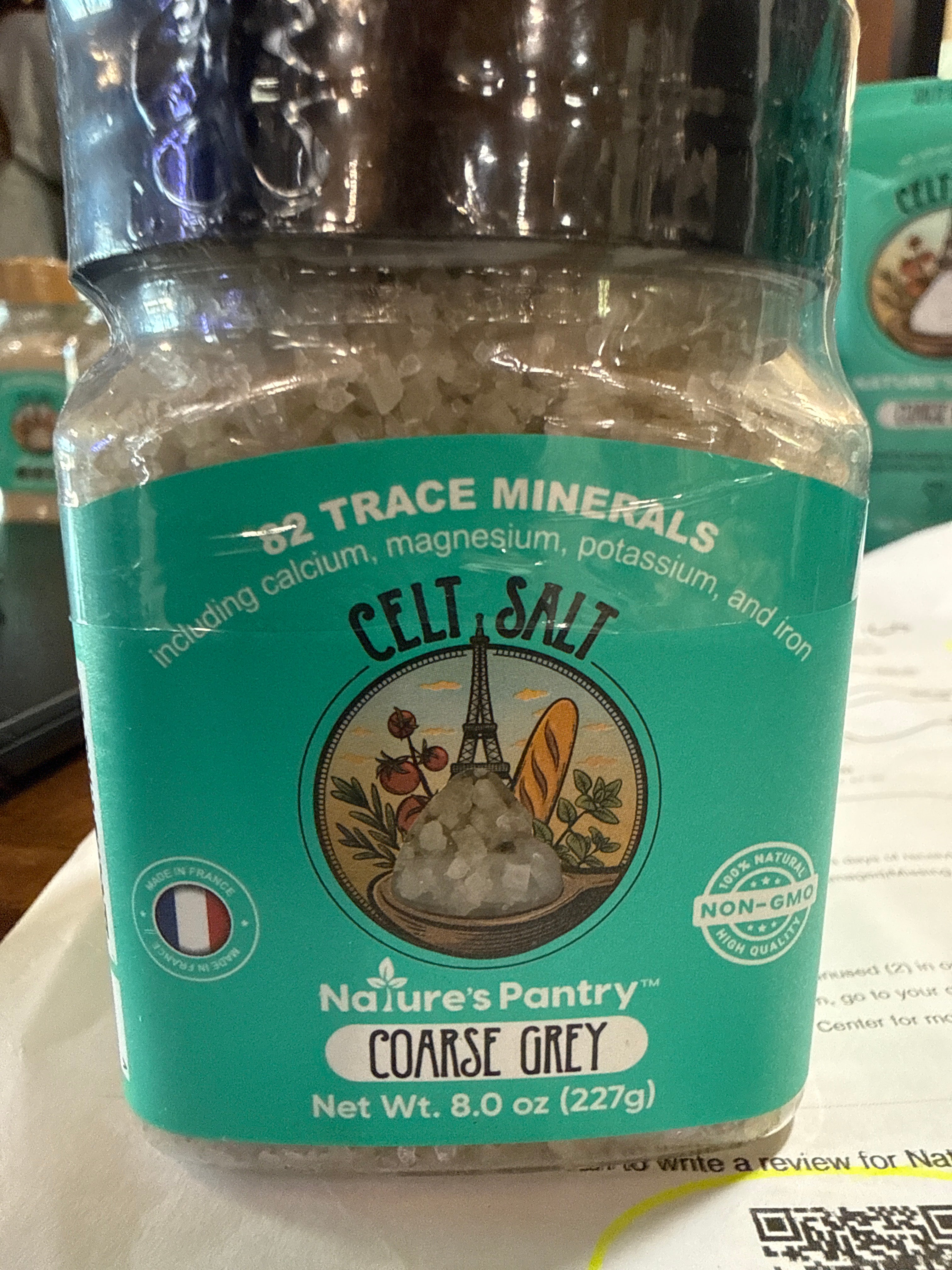 Celt Salt, coarse. Plastic bottle