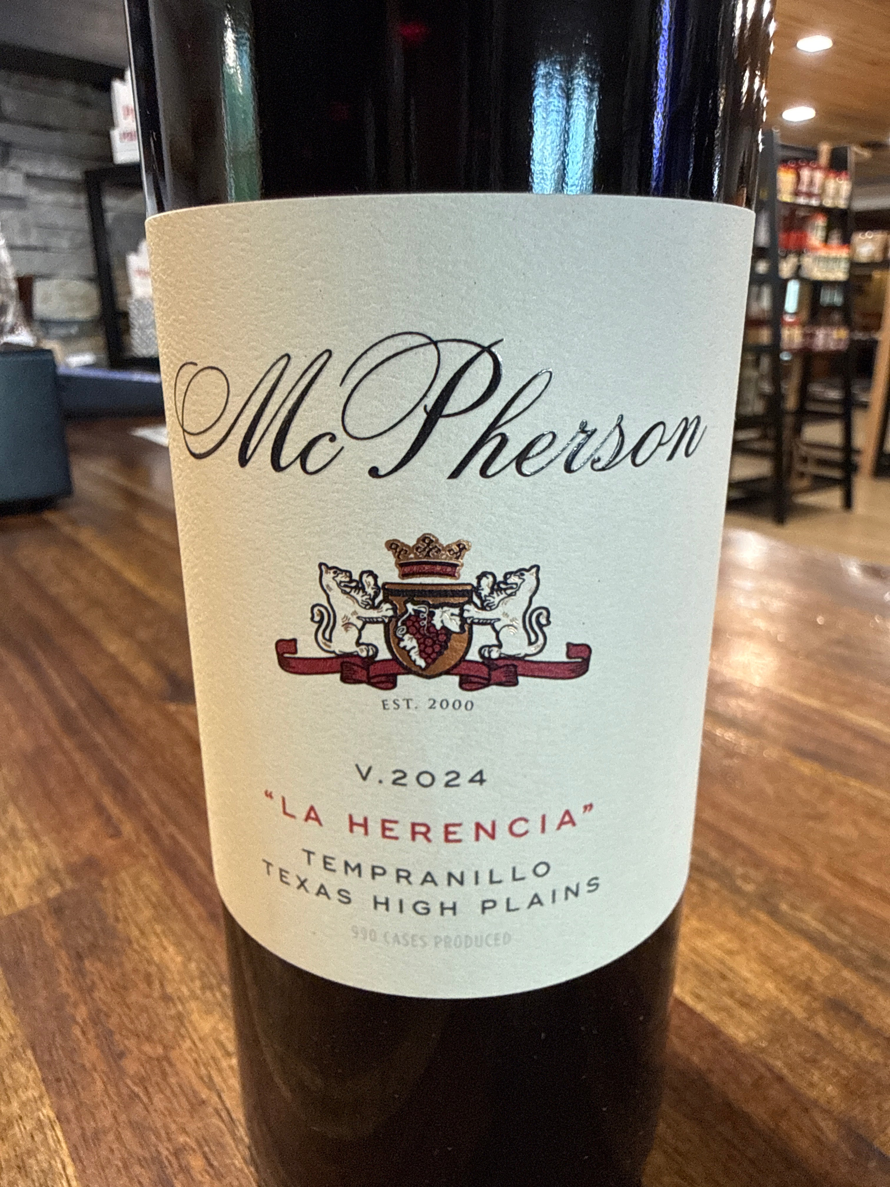 Mc Pherson Tempranillo, wine BTG
